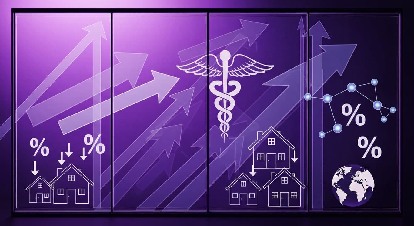 Market selective strength amid bubble fears; healthcare and energy earnings, easing geopolitics, falling mortgage rates, M&A