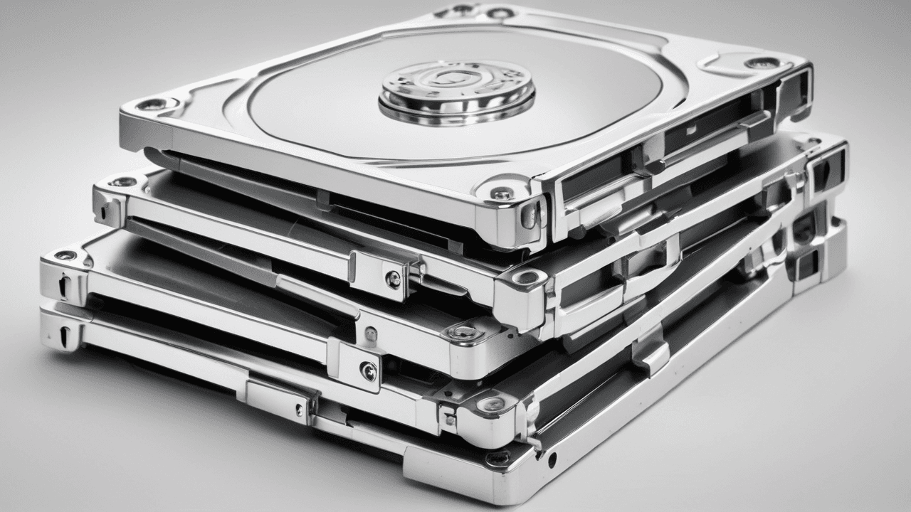 Server hard drive stack. Data storage and IT infrastructure for professional blog.