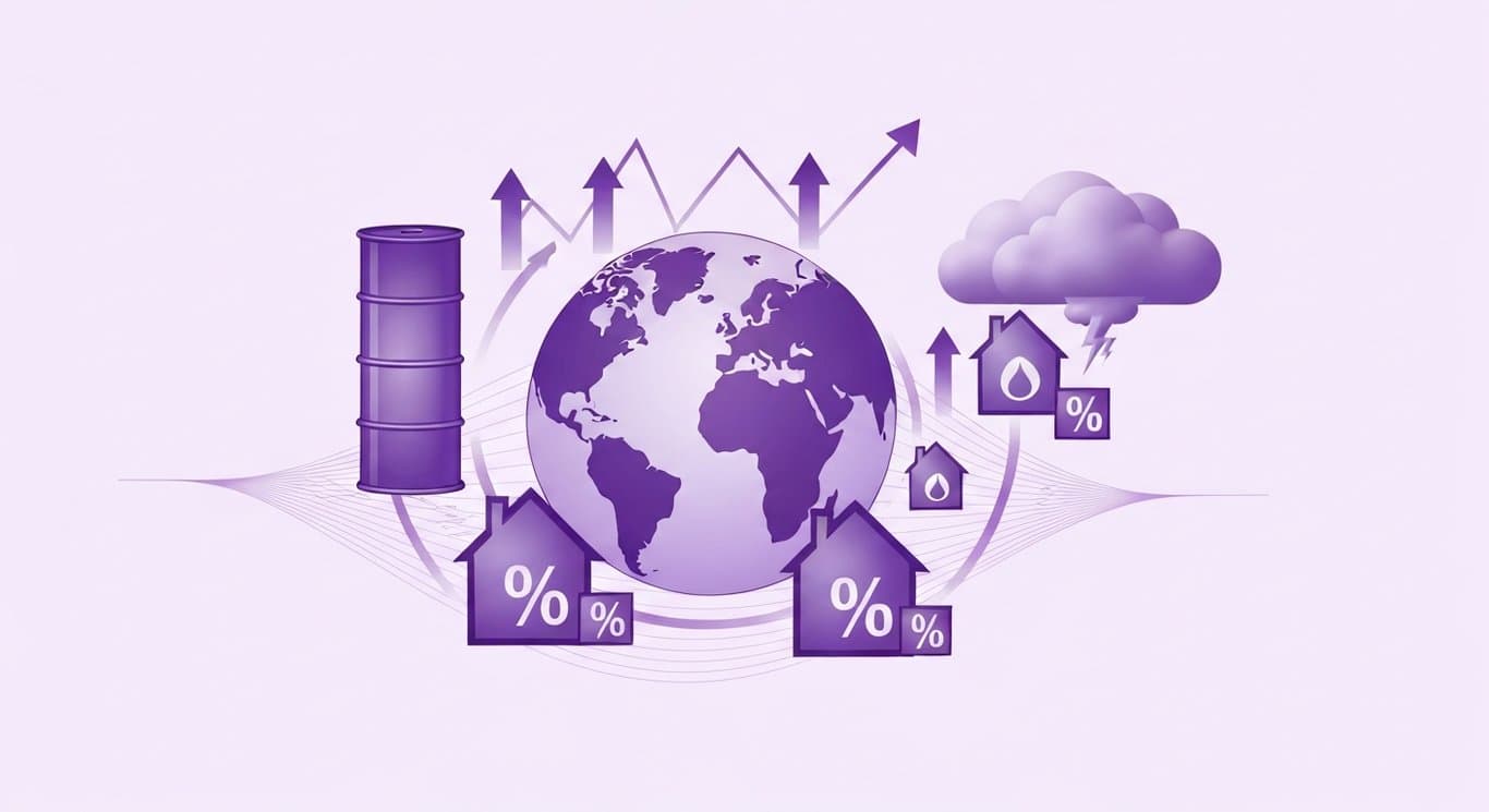 Energy sector rotation with surging oil prices, rising interest rates, inflation pressures, mortgage stress, and recession r