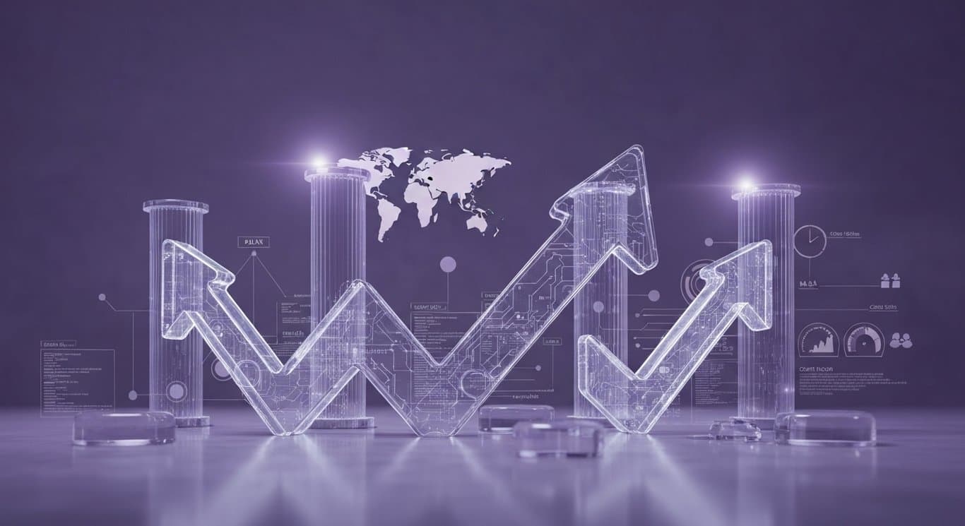 Market rebound, AI-driven tech momentum, bank earnings outlook, M&A and credit conditions visualized with abstract finance s