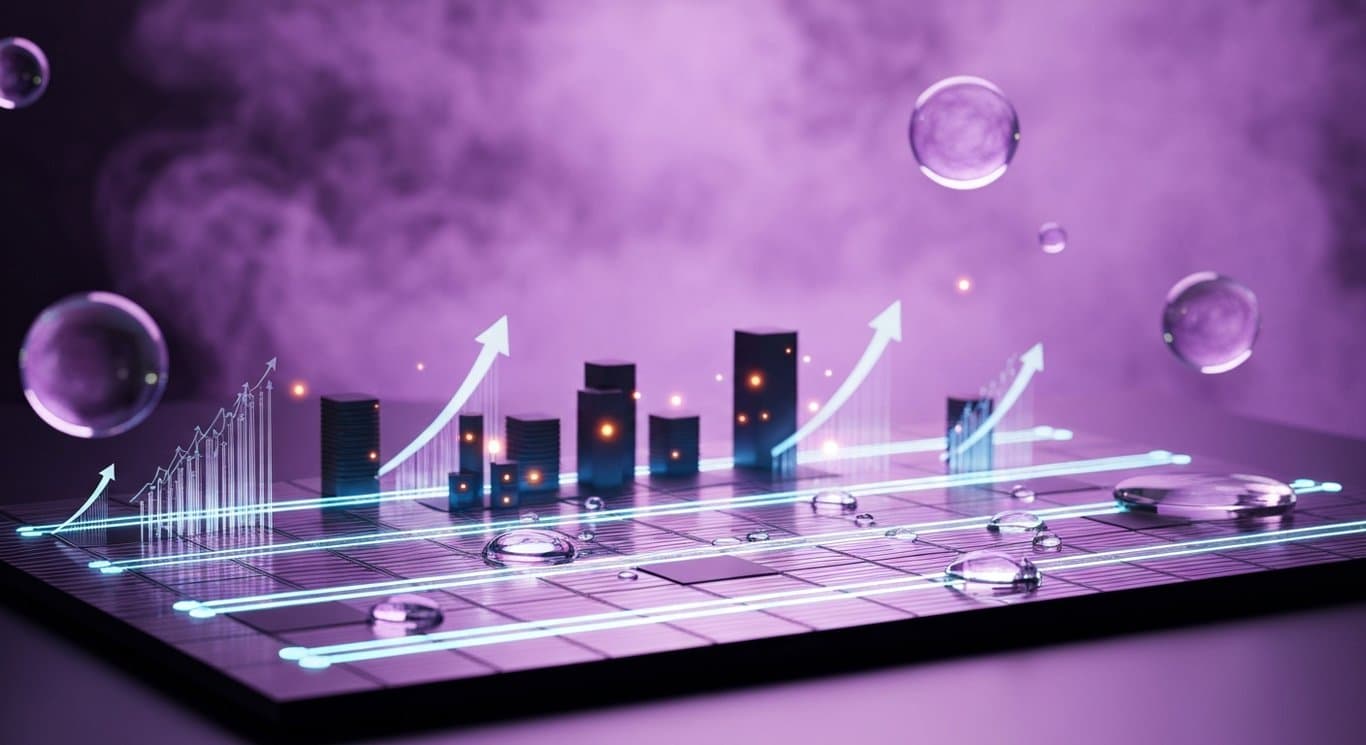 AI infrastructure and tech supply chain visualization with market rally signals, geopolitical relief, and rising oil cost bur