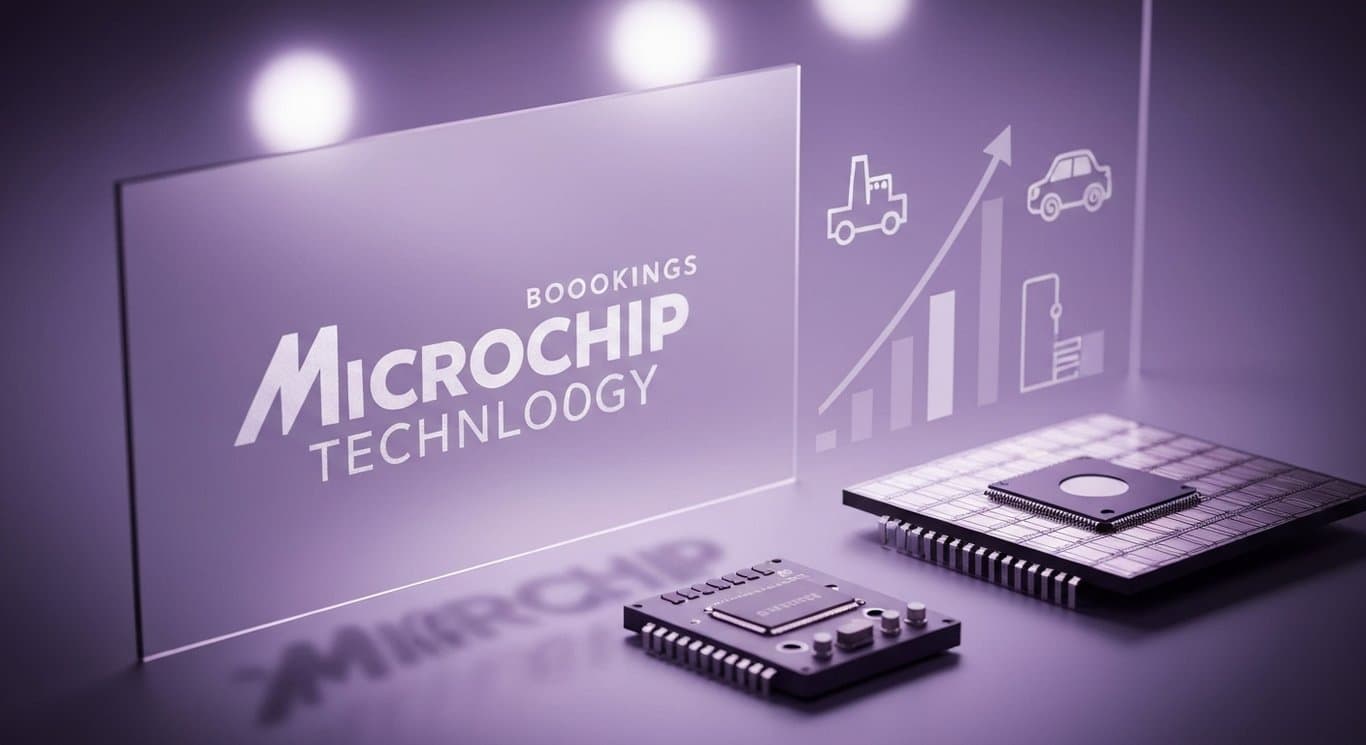 Microchip Technology earnings slump and recovery outlook; semiconductor visuals, rising bookings, guidance, industrial demand