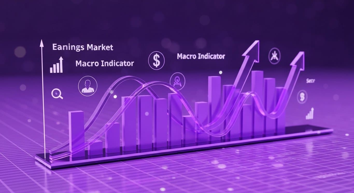 Market earnings trends 2025-2026 visualization with sector outlooks, macro indicators, and valuation shifts for equity analys
