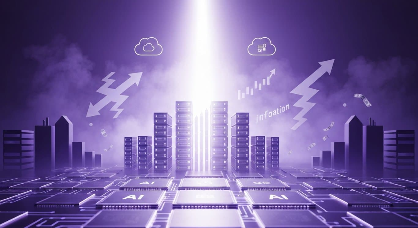 Tech sector divergence with AI hardware strength over SaaS, market rally vs inflation headwinds, data center and semiconducto