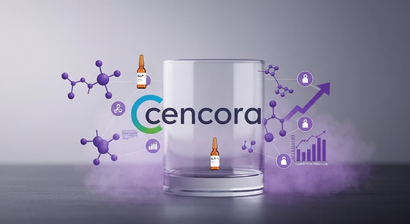 Cencora growth risks visualization with specialty drug and GLP-1 themes, competitive pressure and valuation signals, WBA