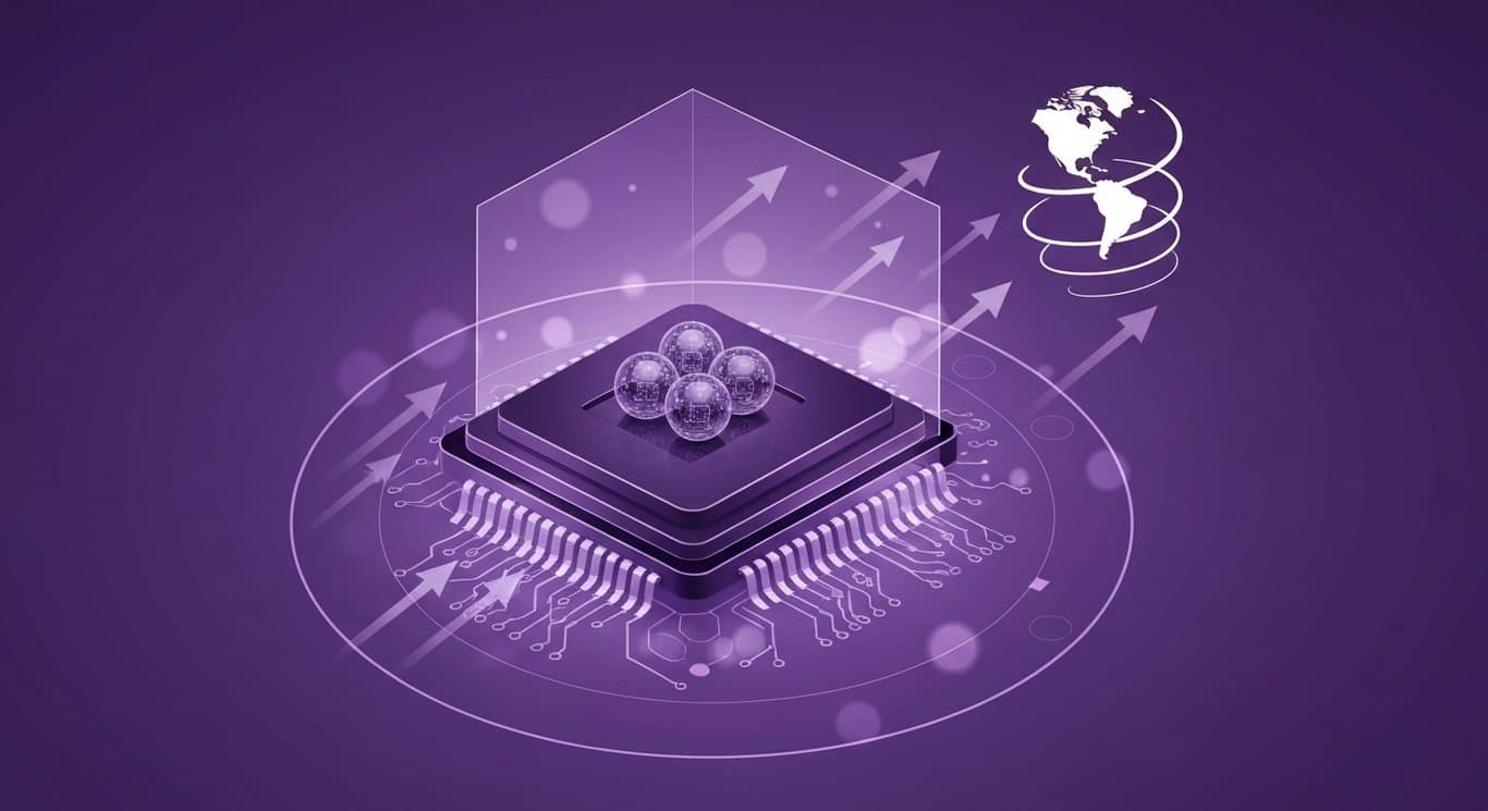 AI chip and quantum qubits illustrating investment trends, market volatility, sector rotation, inflation and geopolitics