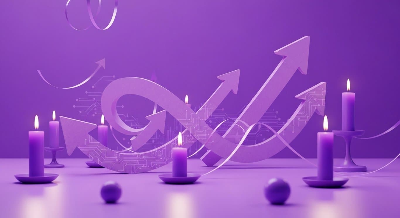 Market momentum visualization showing AI-driven gains, transparency concerns, and index inclusion themes