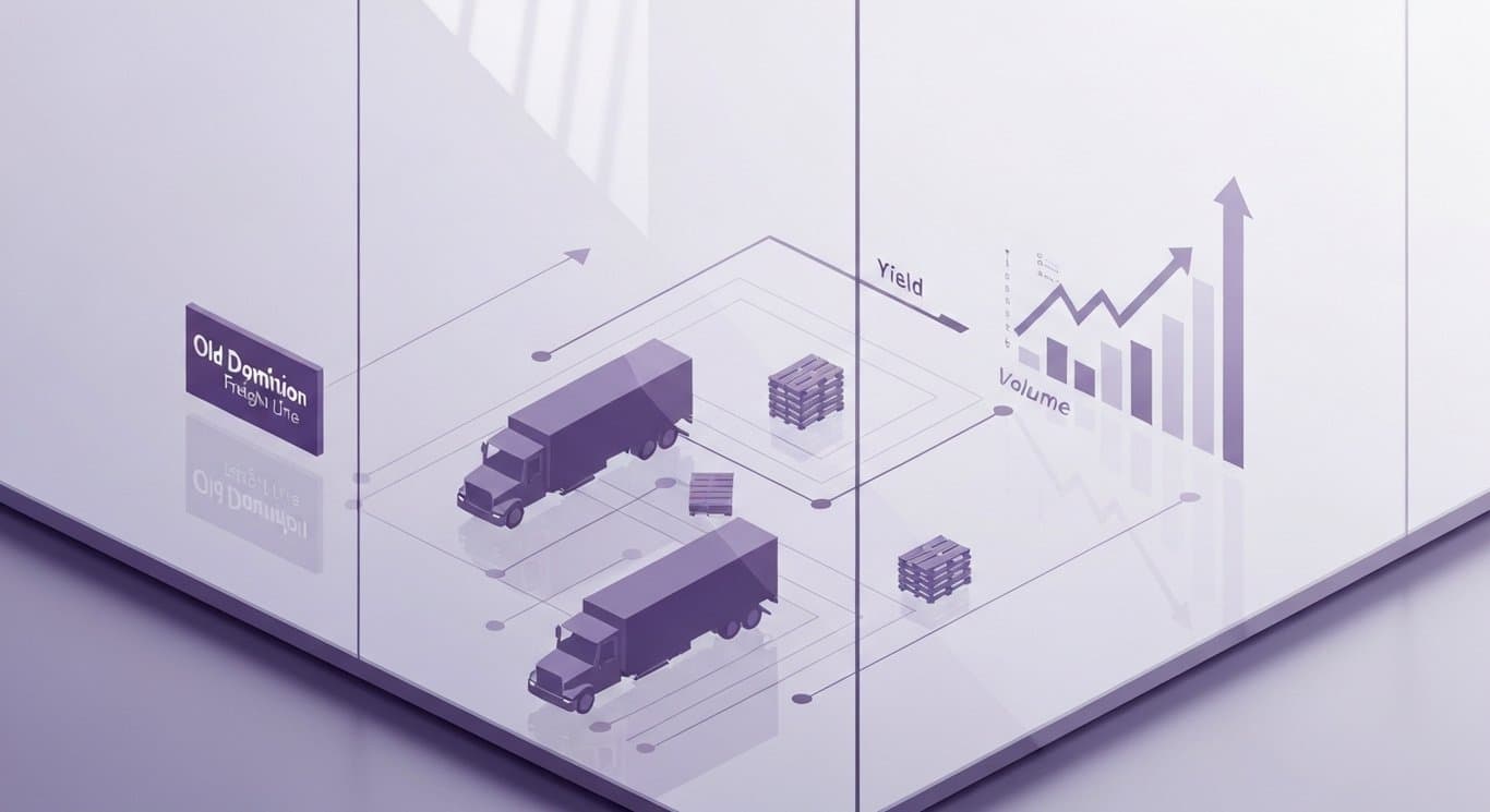 Old Dominion Freight Line: LTL volume decline vs rising yield, operating ratio improvement and dividend growth visualization