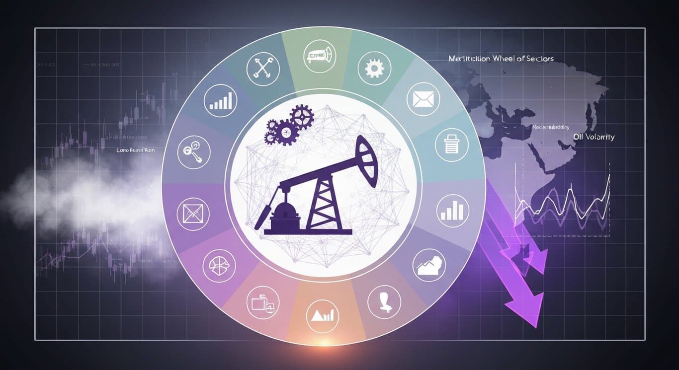 Market rotation toward value sectors—energy, materials, industrials—with oil price volatility amid Middle East tensions and