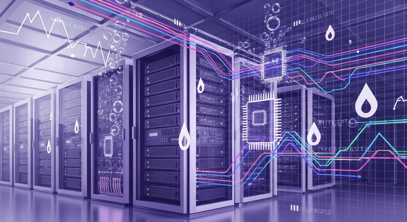 Data center backbone with power and cooling demand, inflation and Fed rate hikes risk, semiconductor mania in a purple theme