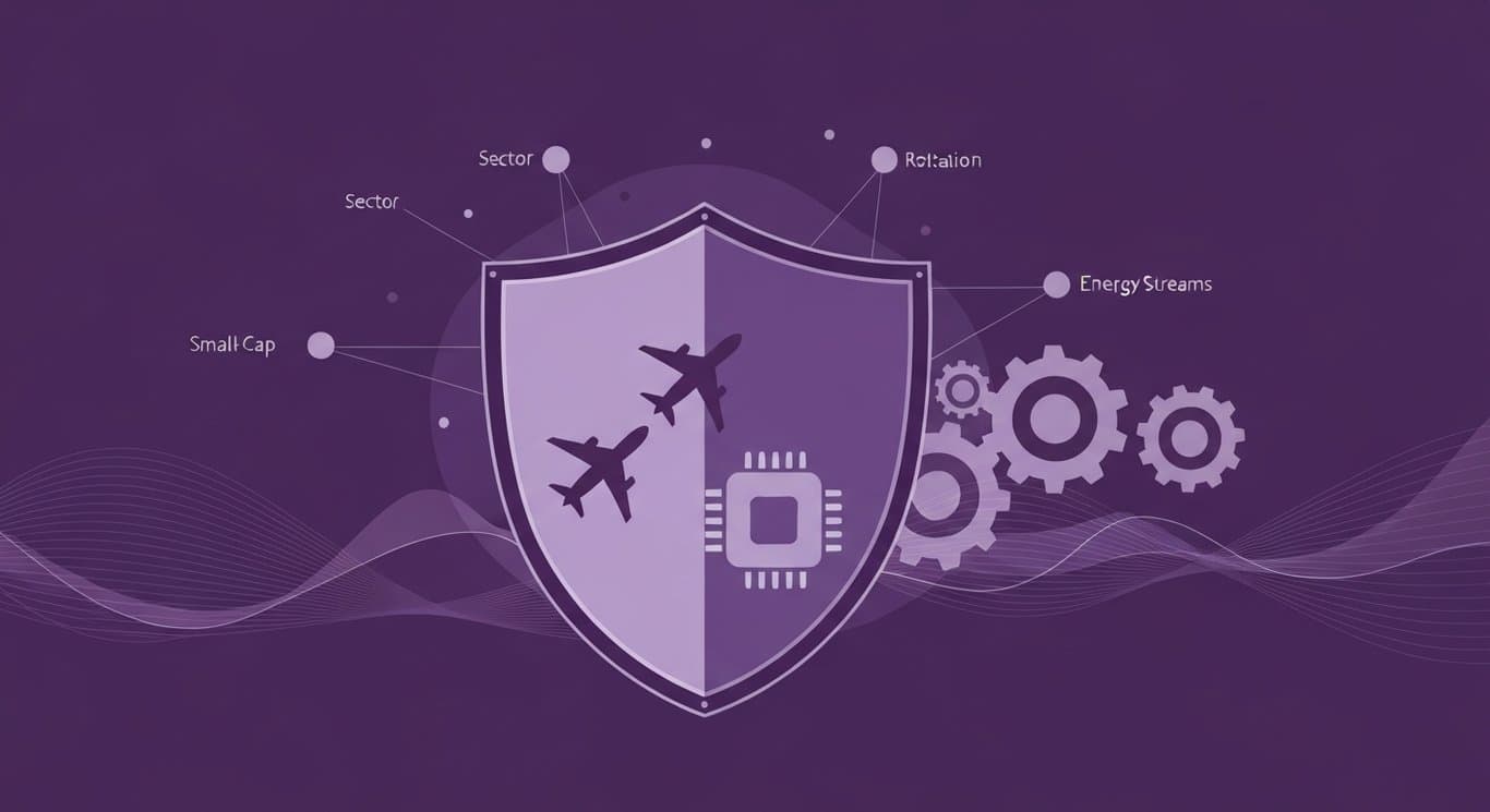 Defense sector policy risk on capital returns, market sentiment, small-cap rotation, tech strength, and energy volatility