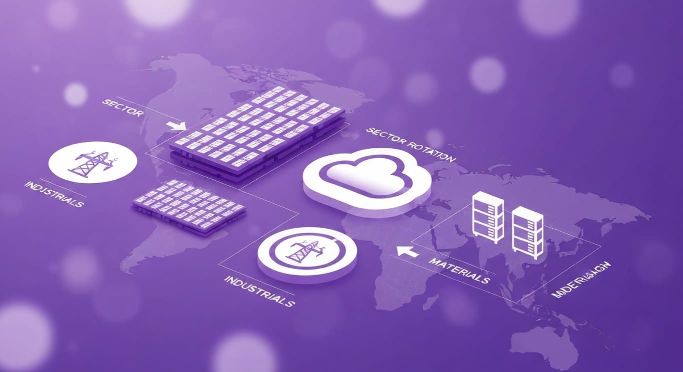 AI buildout trends across semiconductors, cloud infrastructure, power grid, sector rotation in Industrials and Materials, and