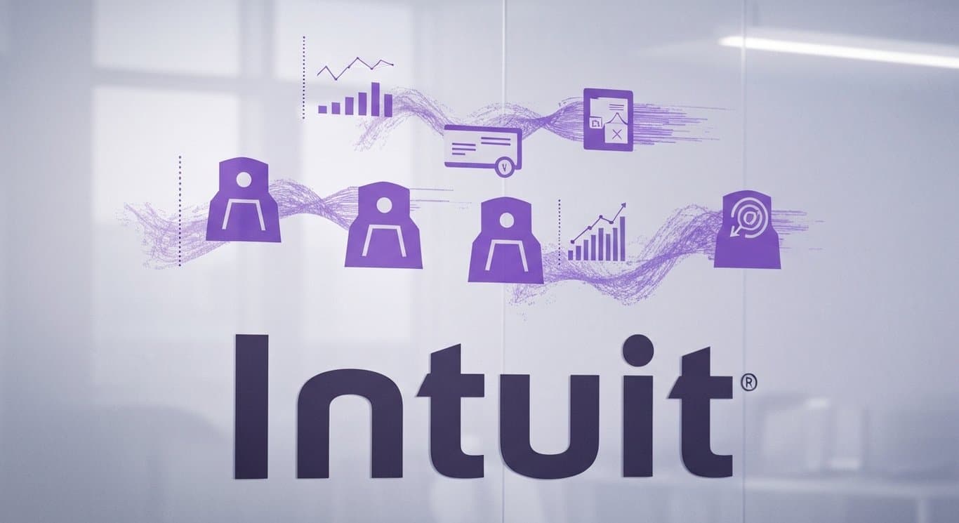 Intuit Agentic AI Enterprise Suite visualization with autonomous finance, payments, accounting, and project management automa