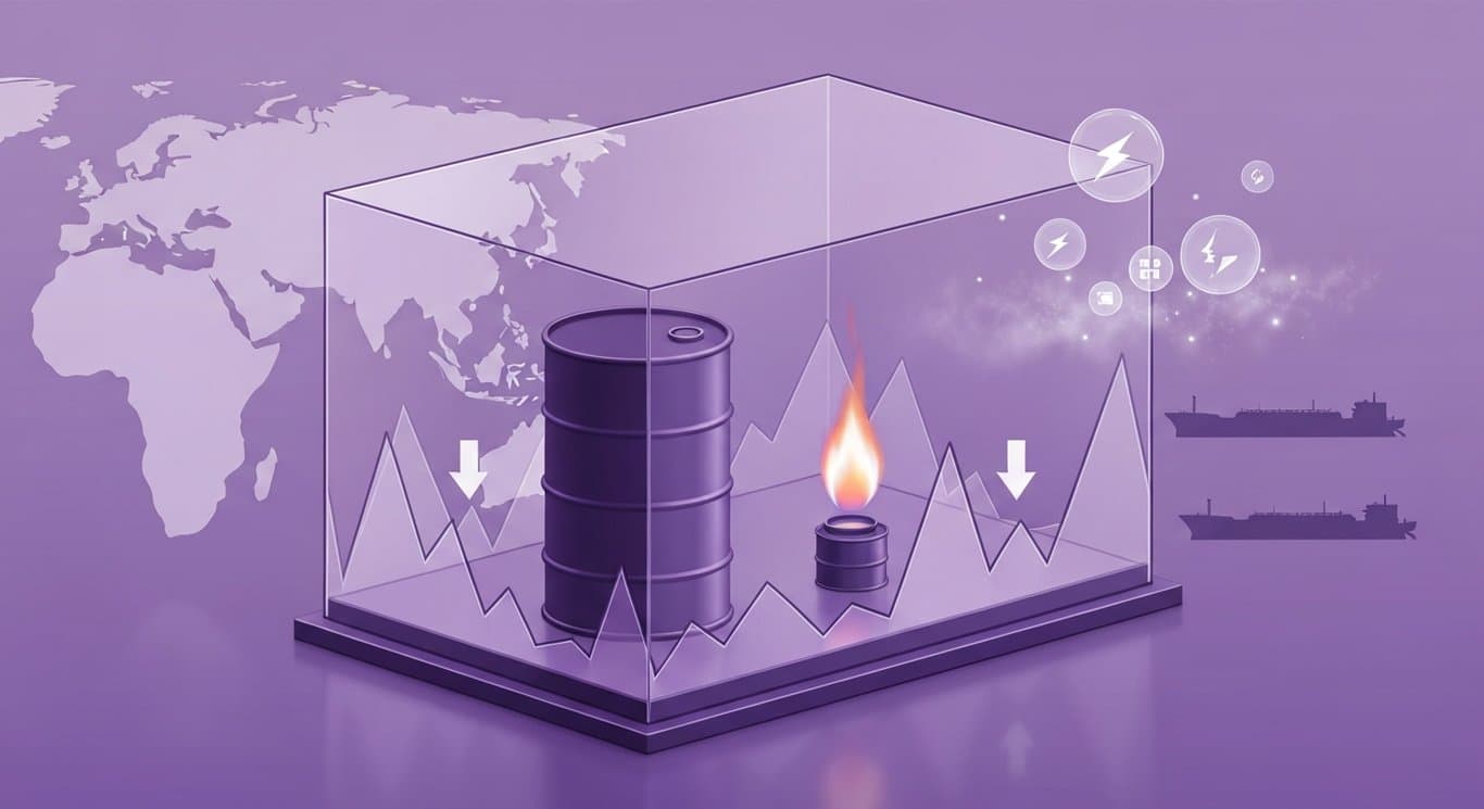 Middle East conflict drives market volatility and energy price surge, abstract oil and gas with volatility waves, risk-off, V