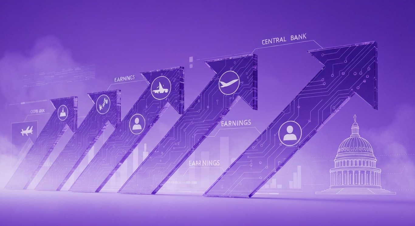 AI mega-cap momentum and earnings season signals for banks and airlines amid geopolitical risks, policy uncertainty, and AI m