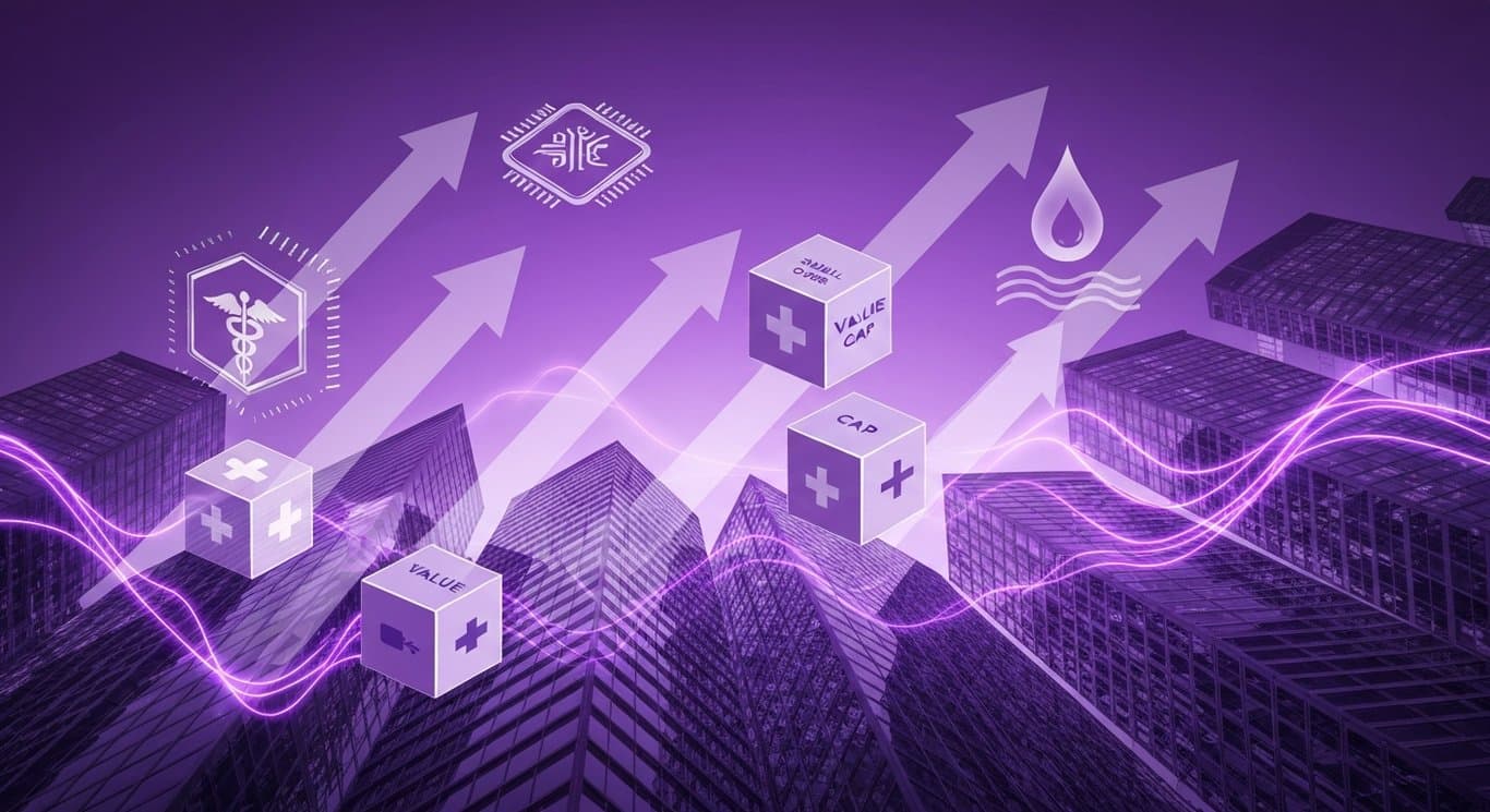 Dow Jones and S&P 500 record highs led by AI and healthcare, small-cap value rotation, energy sector weakness from oil overs供