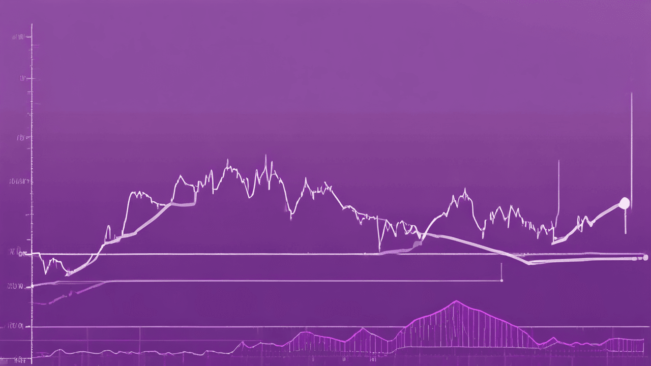 Minimalist purple financial chart showing an upward trend, symbolizing stock market gains.