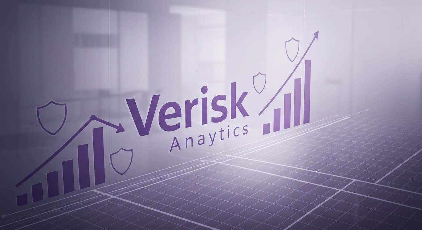 Verisk Analytics earnings momentum with insurance data analytics, profitability growth, and valuation context in purple tones