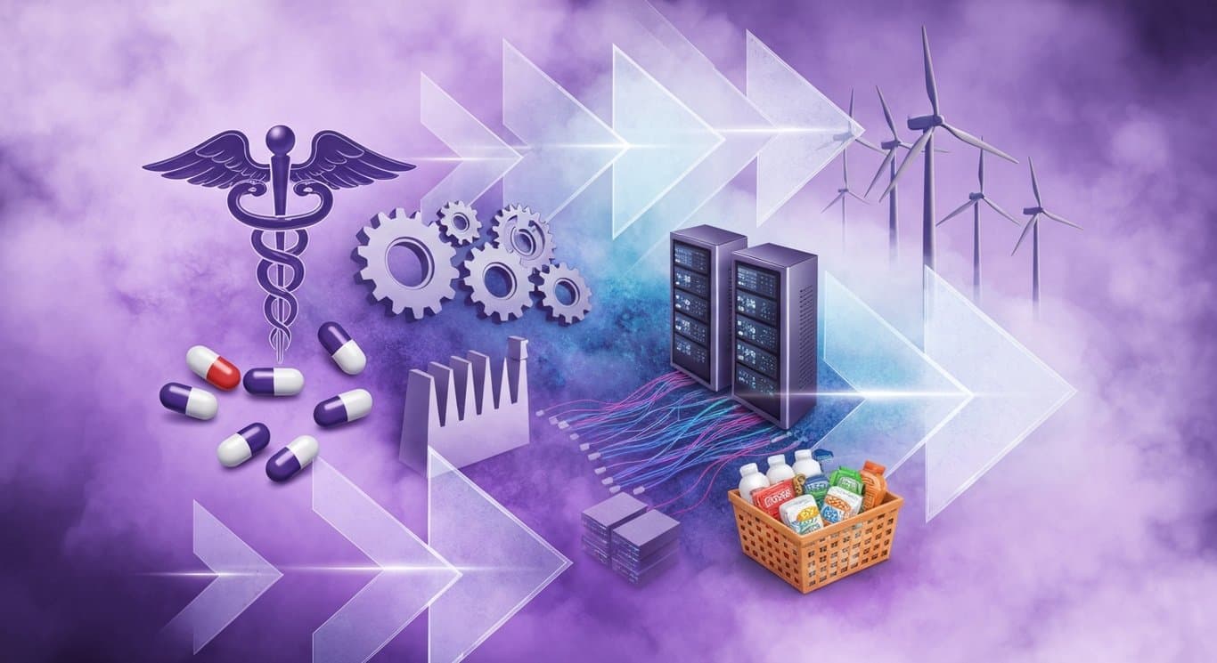 Market rally breadth with healthcare, cyclicals, AI infrastructure, consumer staples strength, and renewable energy headwinds