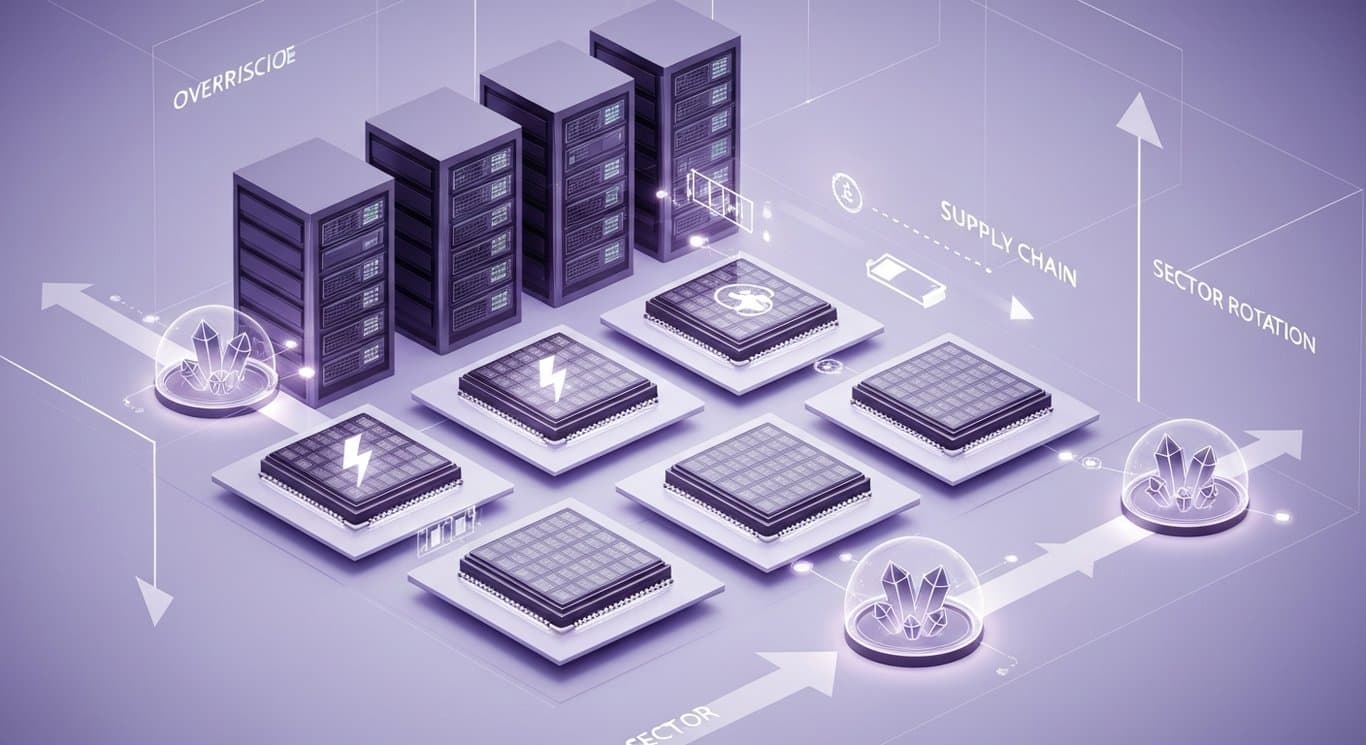 AI buildout visualization of compute demand, energy and chips, supply chain and critical minerals, regulatory oversight, and
