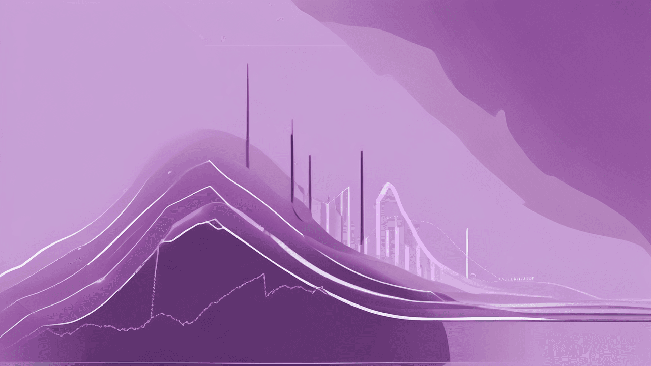 Professional blog header image showing abstract stock market data visualization on a minimalist purple background, representing financial news and technology sector analysis.