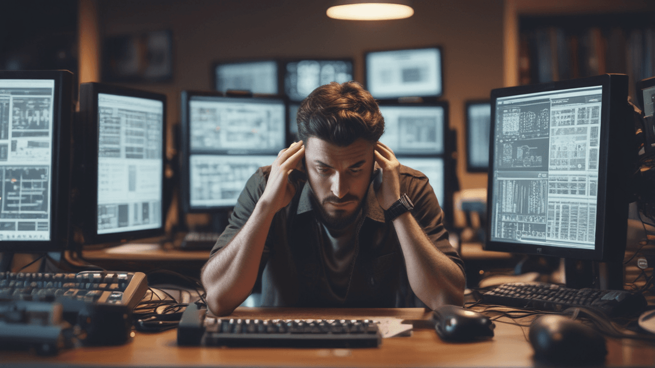 Coding error: Image of a programmer frustrated with code errors, emphasizing the challenges of software development. SEO: coding, errors, debugging, programming, frustration.